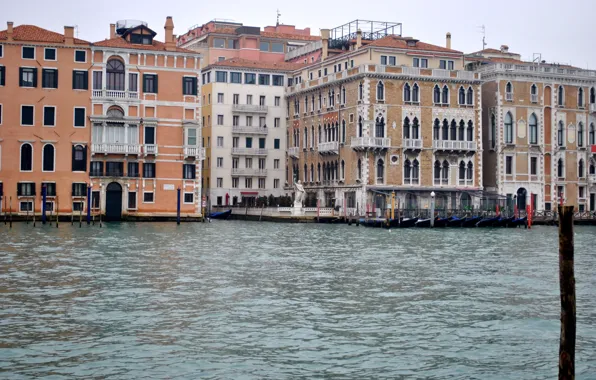 City, город, Италия, Венеция, канал, Italy, panorama, гондола