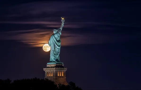USA, Moon, night, monument, flare