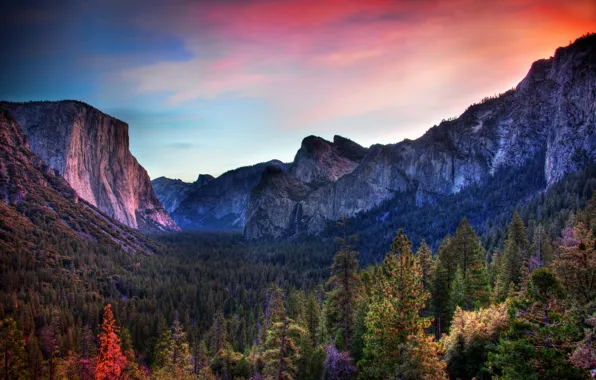 Картинка горы, скалы, долина, California, Национальный парк Йосемити, Yosemite National Park