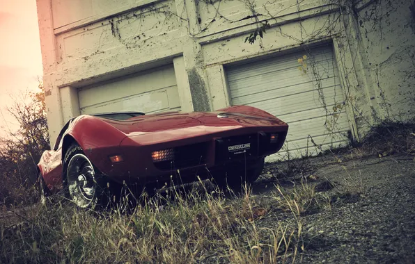 Картинка красный, Corvette, Chevrolet, мускул