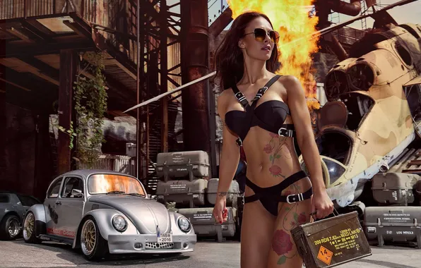 Девушка, секси, модель, Volkswagen, брюнетка, sexy, красотка, Июль
