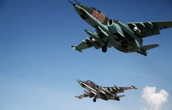 Картинка взлёт, Су-25, Сирия, Фронтовой самолёт