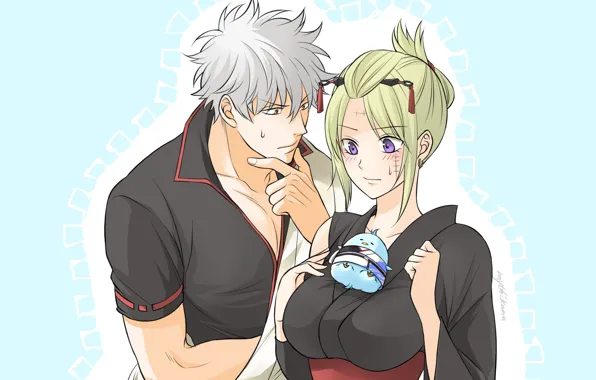 Девушка, аниме, цыплёнок, Gintama, Саката Гинтоки