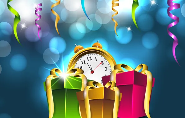 Картинка Happy New Year, Vector, Подарки