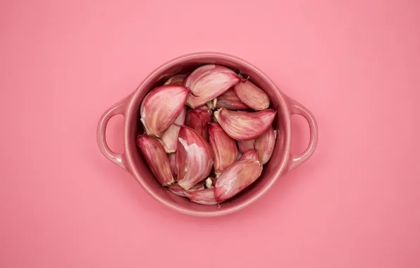 Фон, розовый, чашка, чеснок, pink background, pink cubed