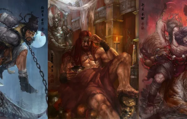 Sword, tiger, man, painting, shuihu
