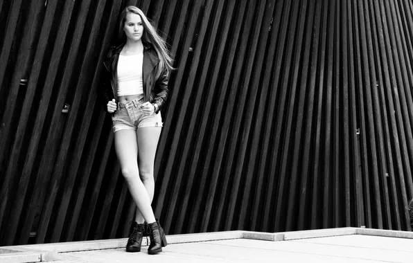 Girl, shorts, beautiful, model, pretty, sweet, jacket, long-haired