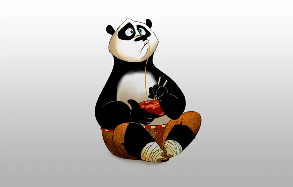 Картинка взгляд, палочки, тарелка, лапша, Kung Fu Panda, Кунг-фу Панда