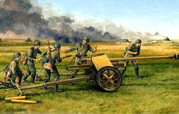 Pak 40, Panzerjägerkanone 40, германская 75-мм противотанковая пушка, пушка охотников на танки