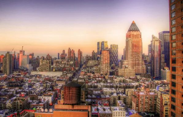 Картинка закат, нью-йорк, sunset, new york, usa, manhattan, nyc