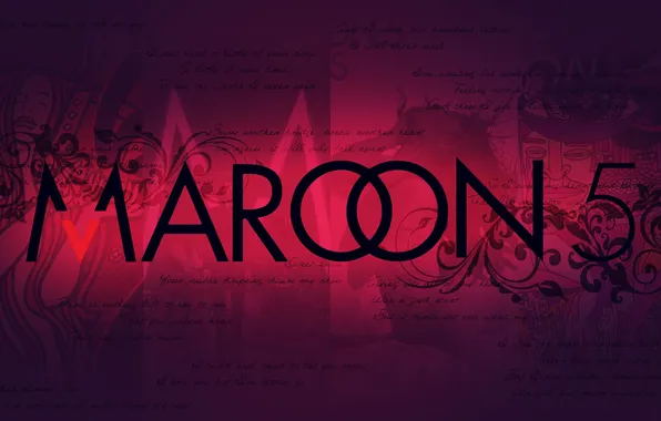 Картинка музыка, логотип, группа, красный фон, Maroon 5