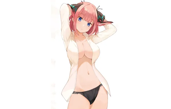 Girl, sexy, lingerie, pantsu, cleavage, panties, pink hair, boobs