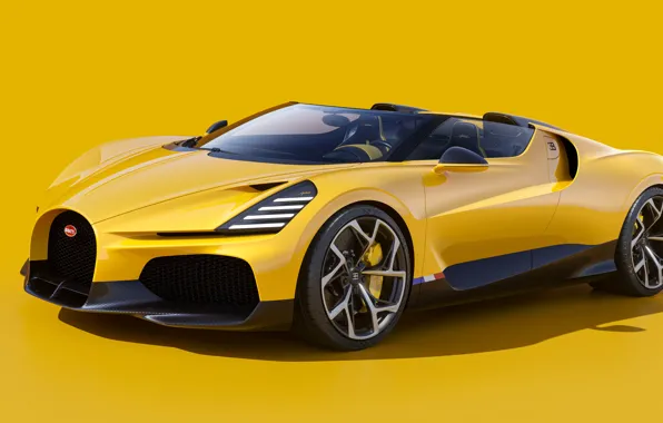 Желтый, Bugatti, бугатти, красивый, гиперкар, Bugatti W16 Mistral