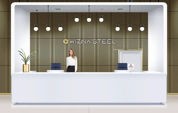 Woman, reception, reception desk