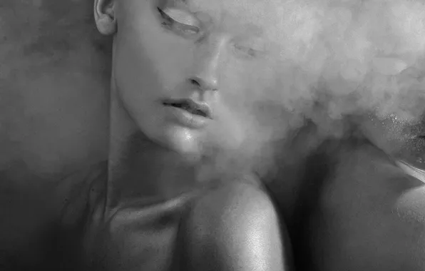 Картинка девушка, дым