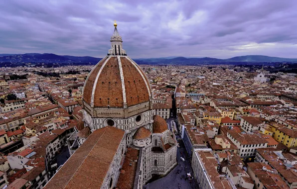 Картинка Италия, панорама, собор, Флоренция, купол, Санта-Мария-дель-Фьоре, вид с колокольни Джотто