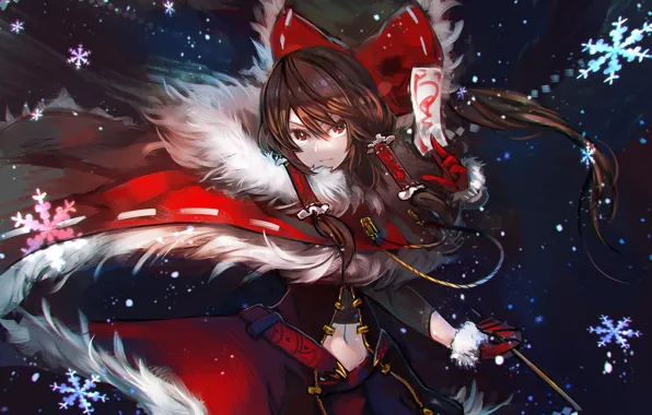 Взгляд, девушка, аниме, арт, Touhou, hakurei reimu