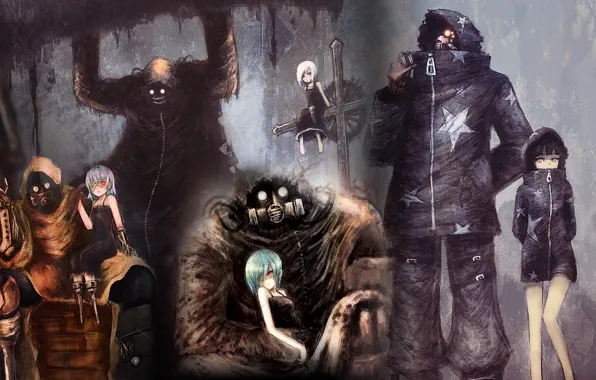 Картинка монстр, крест, девочка