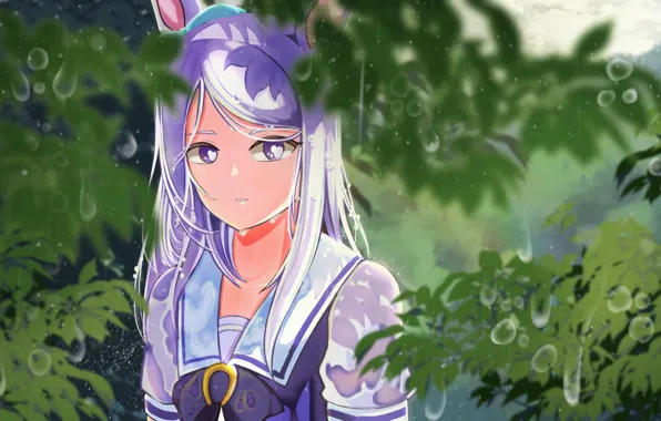 Девушка, деревья, дождь, Mejiro McQueen, Uma Musume: Pretty Derby