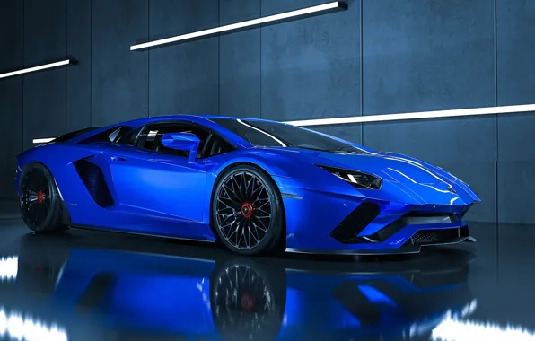 Авто, Синий, Lamborghini, Машина, Car, Суперкар, Aventador, Lamborghini Aventador