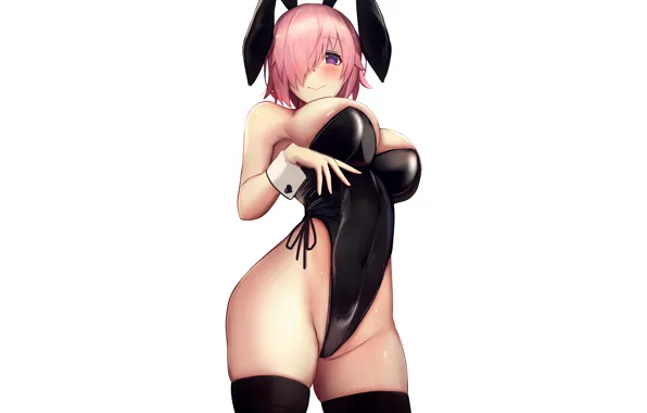 Girl, sexy, cleavage, thighhighs, pink hair, boobs, anime, beautiful