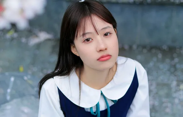 Beautiful, Asian, Model, Woman, Cute, Pretty, Petite, Sitting
