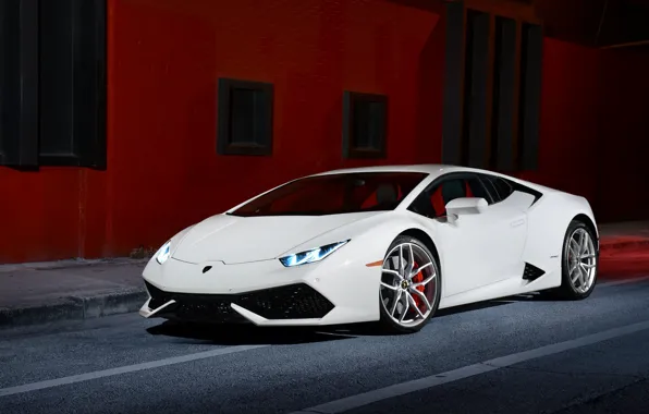 Картинка Lamborghini, LP610-4, Ligth, White, Supercar, Front, Smoke, Huracan