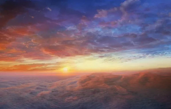 Картинка небо, облака, восход