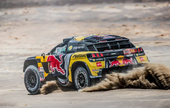 Песок, Спорт, Машина, Скорость, Гонка, Peugeot, Red Bull, Rally