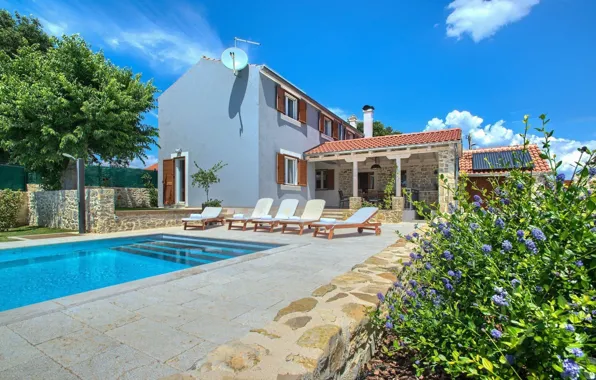 Вилла, бассейн, архитектура, терраса, Хорватия, Zadar, Villa Bandela