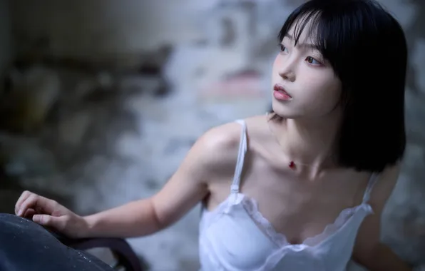 Beautiful, Asian, Model, Woman, Cute, Pretty, Petite, Sitting