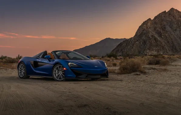 Закат, пустыня, McLaren, вечер, суперкар, Spider, 570S