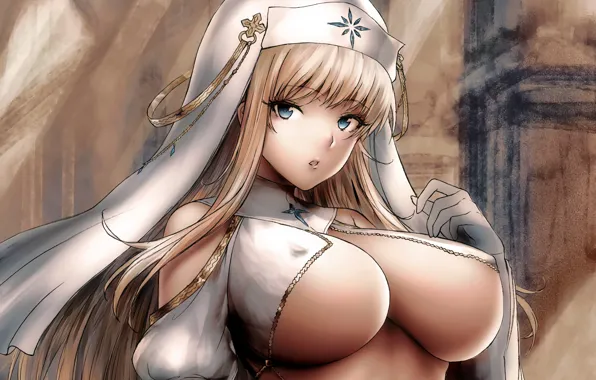 Girl, sexy, cleavage, long hair, boobs, anime, beautiful, pretty