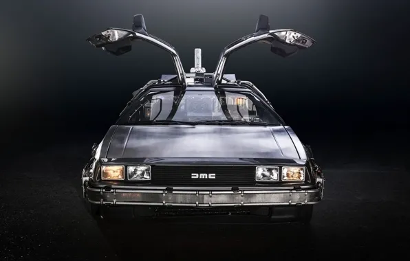 Скачать обои фон, двери, Назад в будущее, ДеЛориан, DeLorean, DMC-12 ...