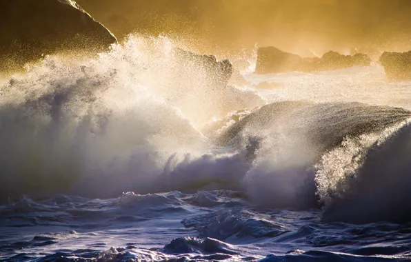 Картинка волны, шторм, побережье, Hawaii, Oahu's North Shore