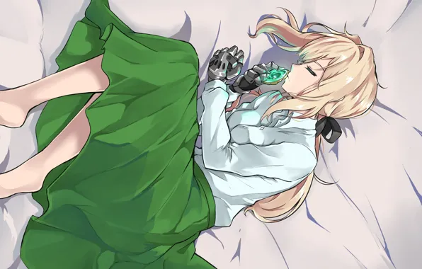 Девушка, спит, постель, Violet Evergarden