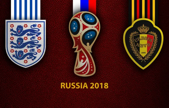Wallpaper, sport, logo, football, FIFA World Cup, Russia 2018, England vs Belgium