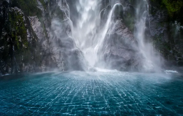 Картинка вода, природа, скалы, водопад