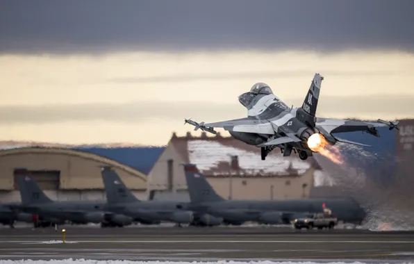 Картинка истребитель, F-16, Fighting Falcon, многоцелевой, «Файтинг Фалкон»