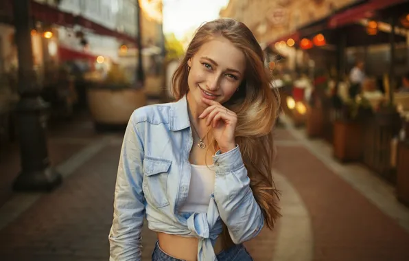 Девочка, girl, long hair, model, women, jeans, blonde, urban