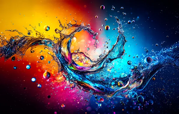 Картинка Water, splashes, multicolored, backdrop