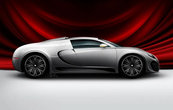 Картинка авто, красная, Концепт от Bugatti, накидка