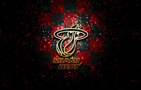 Wallpaper, sport, logo, basketball, NBA, Miami Heat, glitter, checkered