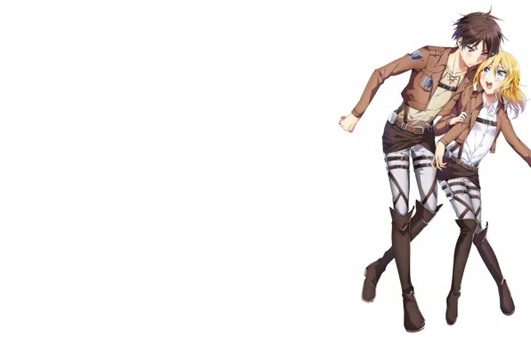 Девушка, настроение, минимализм, аниме, костюм, парень, атака титанов, Shingeki no Kyojin
