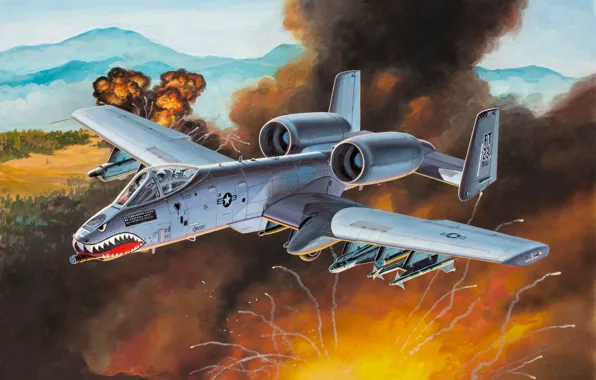 Картинка war, art, painting, aviation, Fairchild Republic A-10 Thunderbolt II