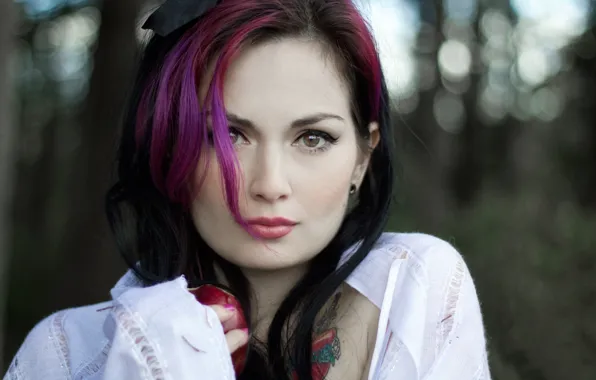 Девушка, модель, яблоко, тату, Fernanda