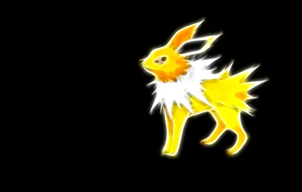 Картинка желтый, электрический, покемон, pokemon, jolteon, неоновые линии, джолтеон