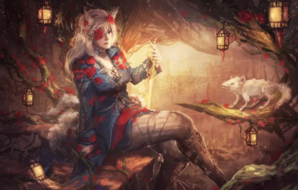 Лес, девушка, существо, зверёк, League of Legends