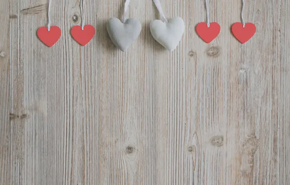 Картинка сердечки, love, wood, romantic, hearts, valentine's day