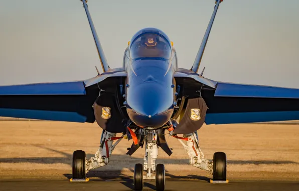 Истребитель, аэродром, F-18, Blue Angels